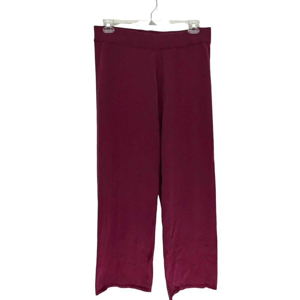 Anne Klein Knit Pants Women Size 1X Cotton Cashmere Merlot Wine New No Pockets